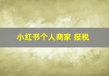 小红书个人商家 报税